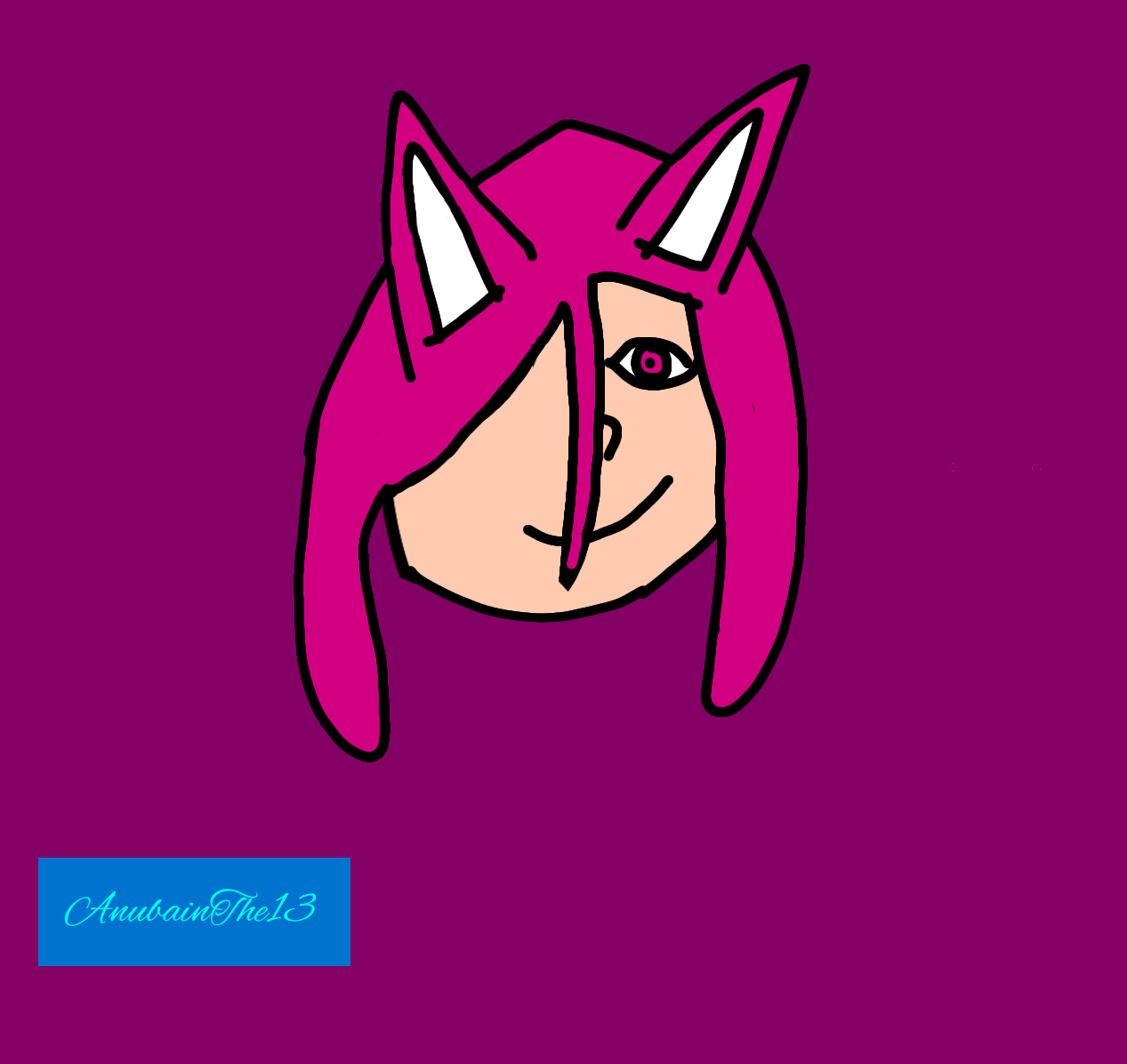 Head bust of Wamo in front of a purple background. Anubian's signature is in the bottom left corner.